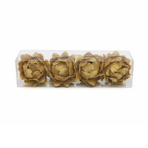 [124648] Adorno navideño flor/pluma 4pc 6cm 2100 dorado