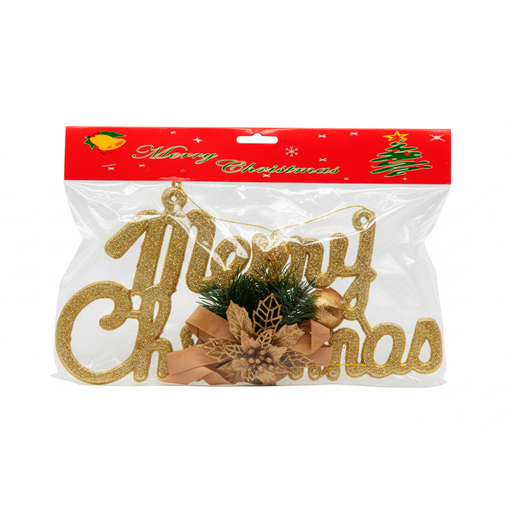 [92331] Adorno navideño letrero merry christmas 31x16cm dorado