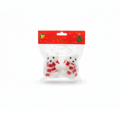 [115962] Adorno navideño oso polar colgar 2pc 15x8cm blanco