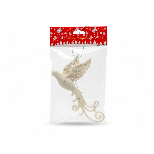 [130793] Adorno navideño pajaro 15.5x9cm 2202-0009 blanco