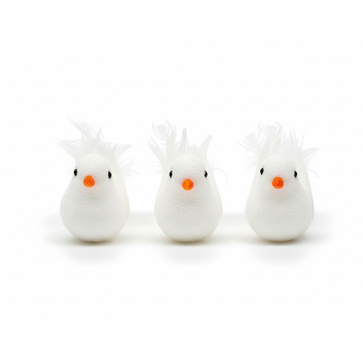 [124638] Adorno navideño pajaro 3pc 9x4cm 1122033 blanco