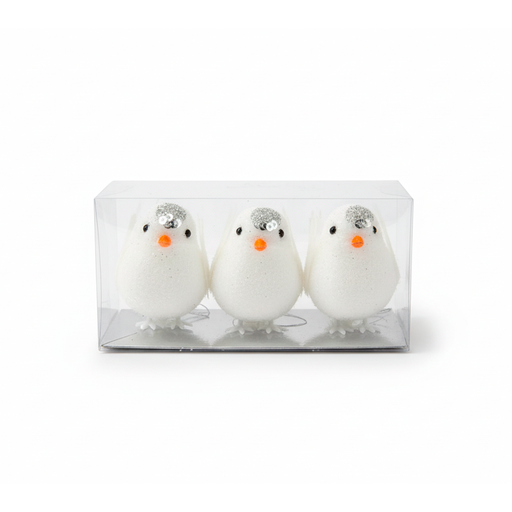 [116051] Adorno navideño pajaro 3pc jx20019 blanco
