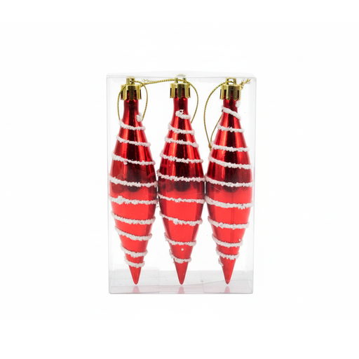 [115599] Adorno navideño tempano 6pc 12.6x8.5xcm rojo/blanco