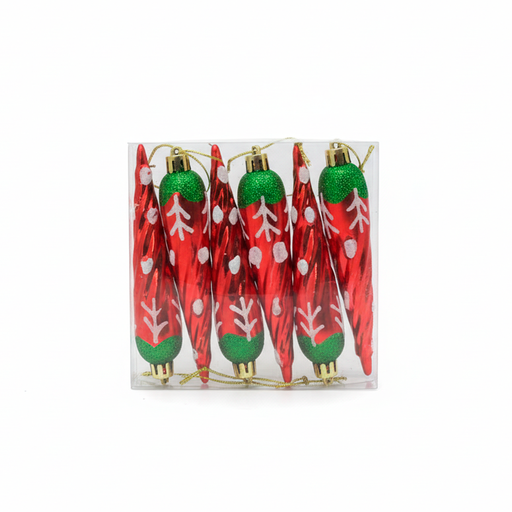 [115595] Adorno navideño tempano 6pc 13.7x10.8x2.8cm rojo