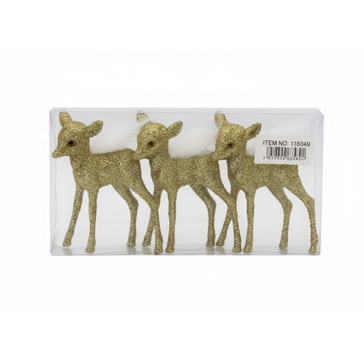[116049] Adorno navideño venado 3pc cb-4148 doradado