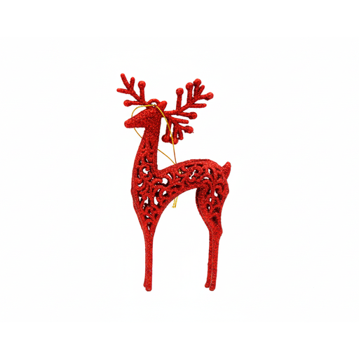 [92444] Adorno navideño venado colgar 16x8cm rojo
