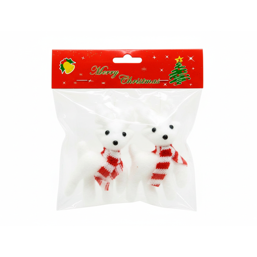 [124329] Adorno navideño venado colgar 2pc 16x15cm blanco
