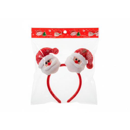 [92327] Adorno navideño vincha/santa con/luz 4x11cm rojo