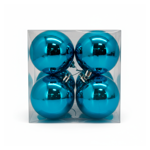 [78572] Bola navideña 10cm 4pc aqua brillante