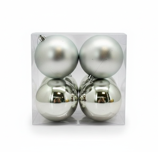 [78562] Bola navideña 10cm 4pc plateado brillante