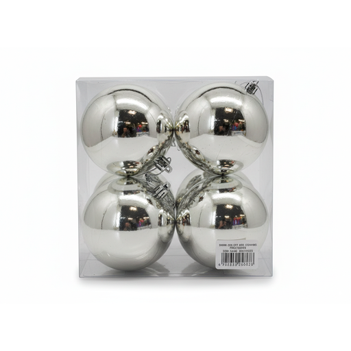 [78560] Bola navideña 10cm 4pc plateado brillante