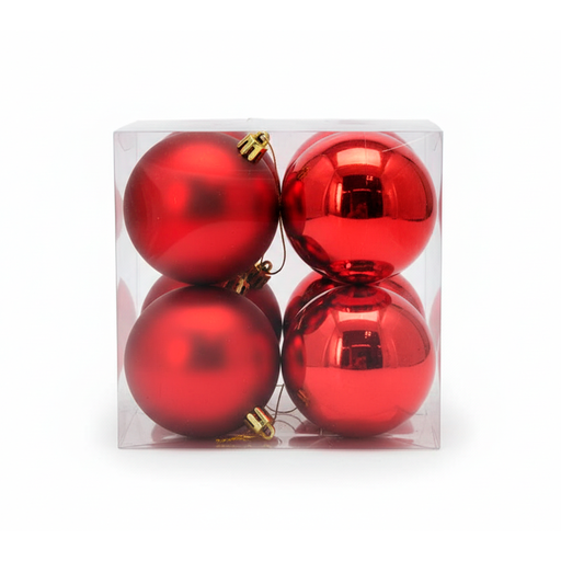 [78557] Bola navideña 10cm 4pc rojo brillante mate
