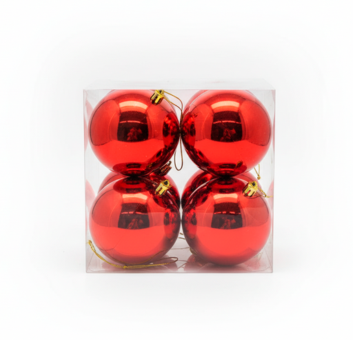 [78555] Bola navideña 10cm 4pc rojo brillante