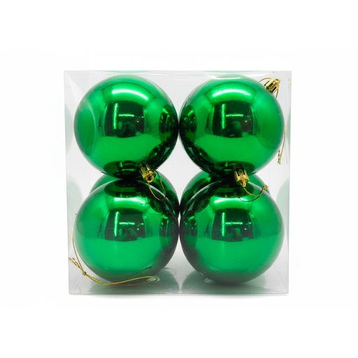 [78580] Bola navideña 10cm 4pc verde oscuro brillante