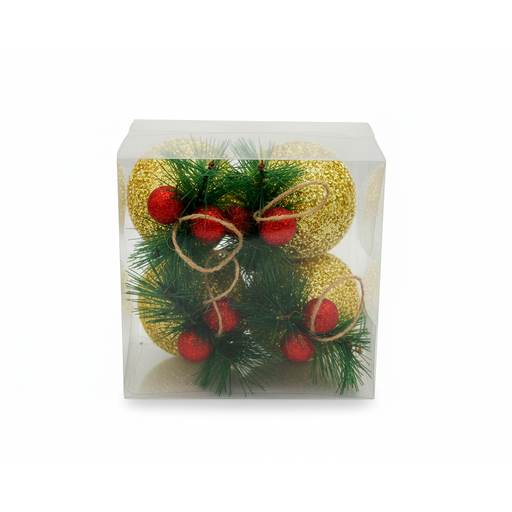 [103732] Bola navideña 11cm 4pc sypmqa-1119224 dorado decorativa