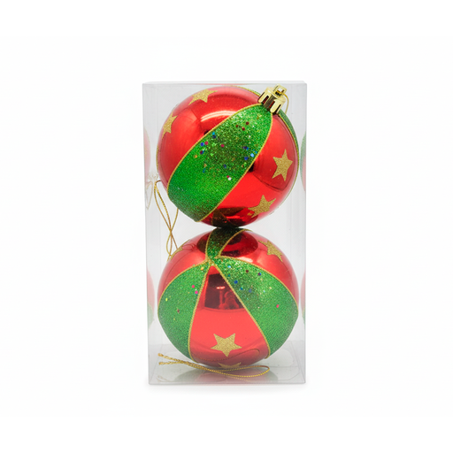 [76856] Bola navideña 15cm 2pc 2-120079800 rojo/verde/dorado