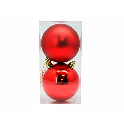 [78609] Bola navideña 15cm 2pc rojo brillante/mate