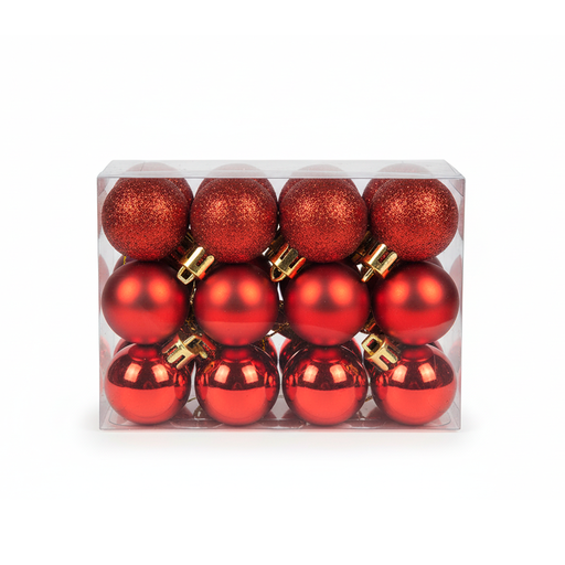 [116068] Bola navideña 3cm 24pc rojo-rojo oscuro