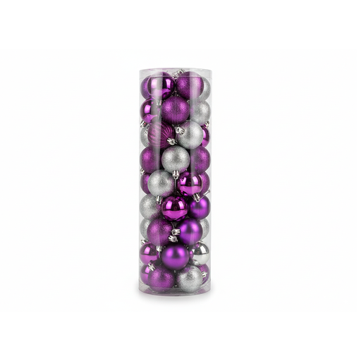 [78491] Bola navideña 5cm 45pc syb15-43 morado plateado brillante escarchado mate
