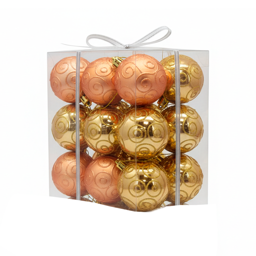 [84355] Bola navideña 6cm 12pc rose gold decorado