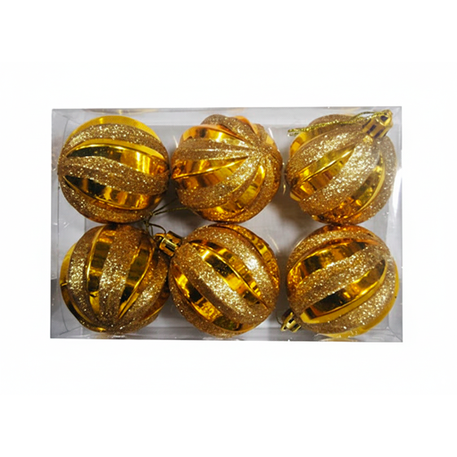 [78589] Bola navideña 6cm 6pc dorado escarchado brillante