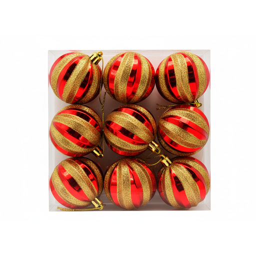 [78590] Bola navideña 6cm 6pc rojo/dorado escarchado brillante
