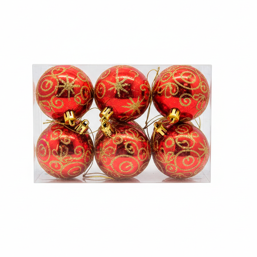 [84325] Bola navideña 6cm 6pc sy16cba-29 rojo decorado