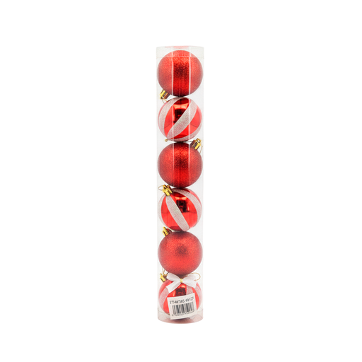 [84327] Bola navideña 6cm 6pc sy16cba-36 rojo/blanco decorado