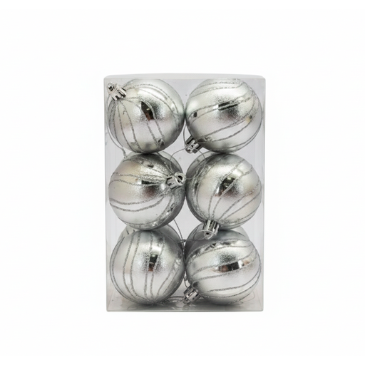 [78573] Bola navideña 6cm 6pc syb15-202 plateado brillante