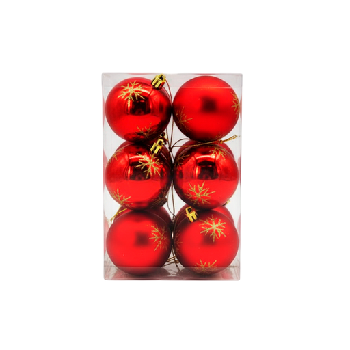 [78652] Bola navideña 7cm 12pc  rojo/dorado