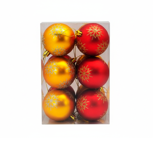 [78649] Bola navideña 7cm 12pc dorado/rojo mate escarchado