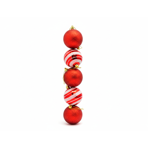 [76417] Bola navideña 7cm 5pc syb15-36 rojo escarchado brillante