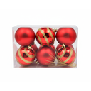 Bola navideña 7cm 6pc 0122334 rojo mate brillante decorado