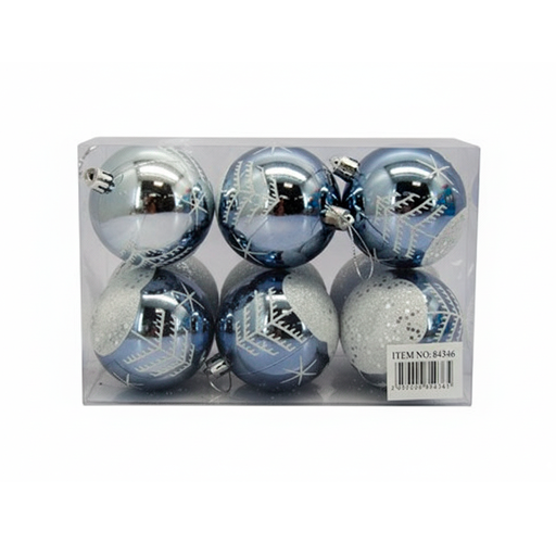 [84346] Bola navideña 7cm 6pc sy16cba-186 gris decorado