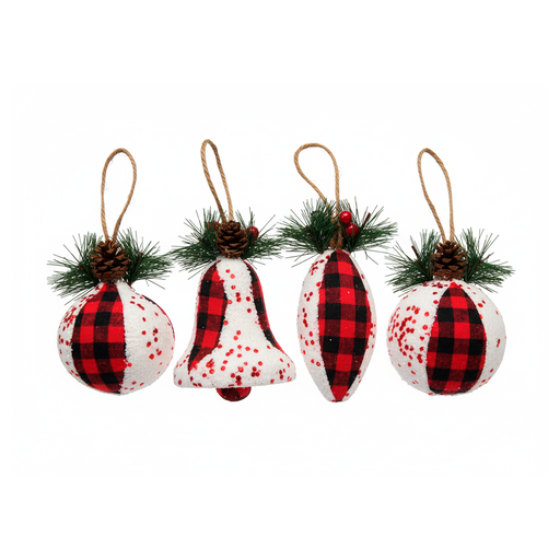 [92382] Bola navideña 8-10cm 4pc 4245 blanco/rojo