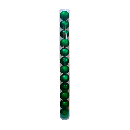 [108895] Bola navideña 8cm 12pc verde oscuro brillante escarchado mate