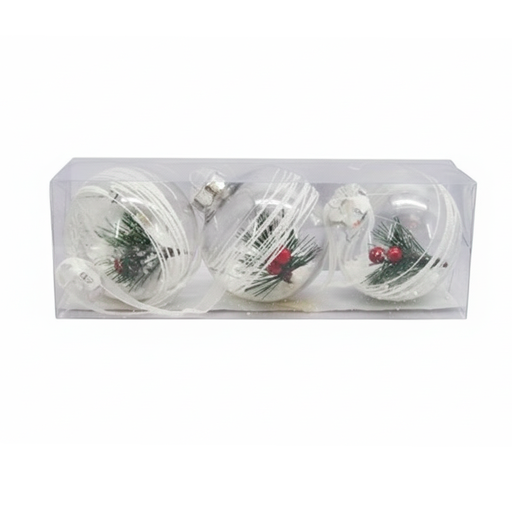 [92427] Bola navideña 8cm 3pc 2-lm1704-115 transparente