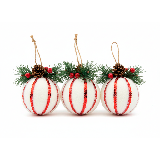 [90305] Bola navideña 8cm 3pc sy17pmq-114 rojo/blanco