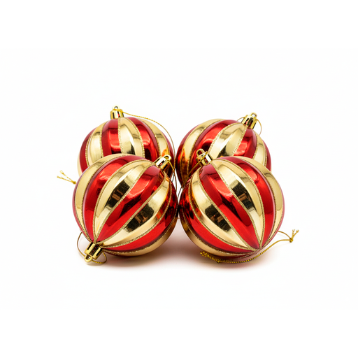 [124532] Bola navideña 8cm 4pc 0122086 rojo/dorado/transparante