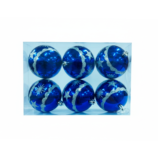 [124563] Bola navideña 8cm 6pc 0122207 azul brillante