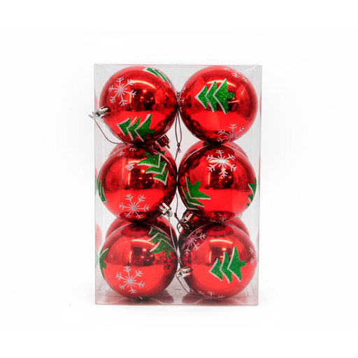 [84319] Bola navideña 8cm 6pc sy16cba rojo brillante