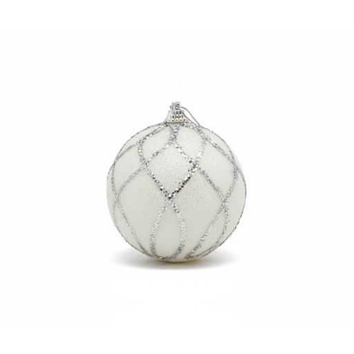 [92379] Bola navideña 8cm foamy blanco/plateado