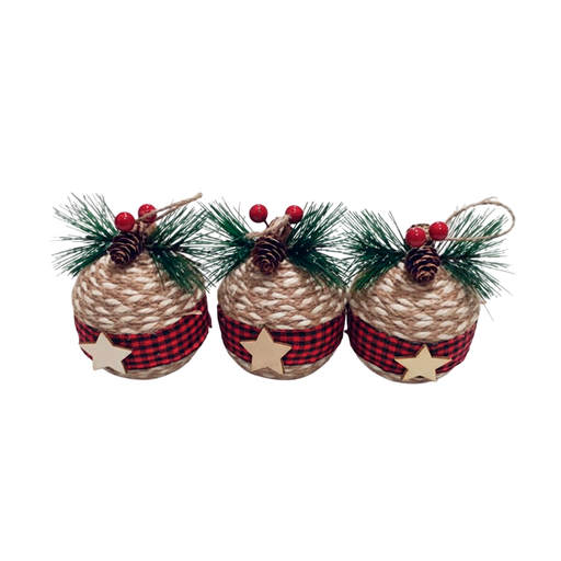 [115443] Bola navideña con bellota 3pc 9cm 1398 rojo/café