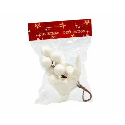 [130750] Bola navideña gajo uvas 14cm 503-1277 blanco