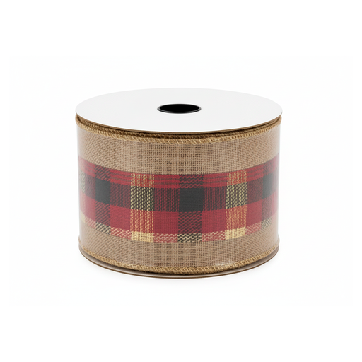 [130667] Cinta navideña   6.3cmx10yd rojo/negro/cafe