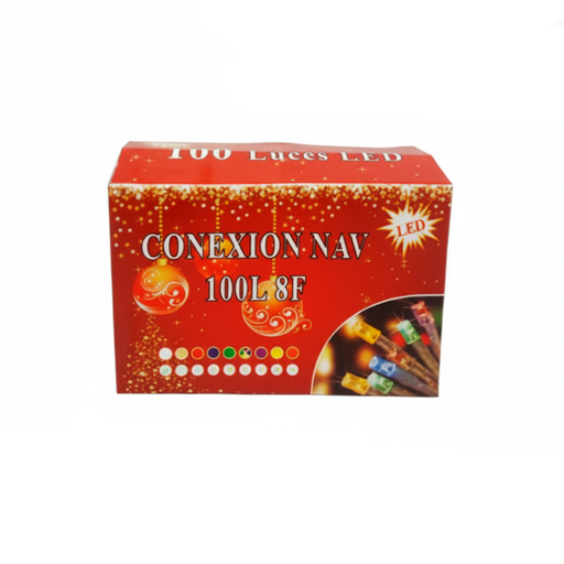 [103525] Conexion  navideña 100l 8f 5m blanco  cable verde lsh001