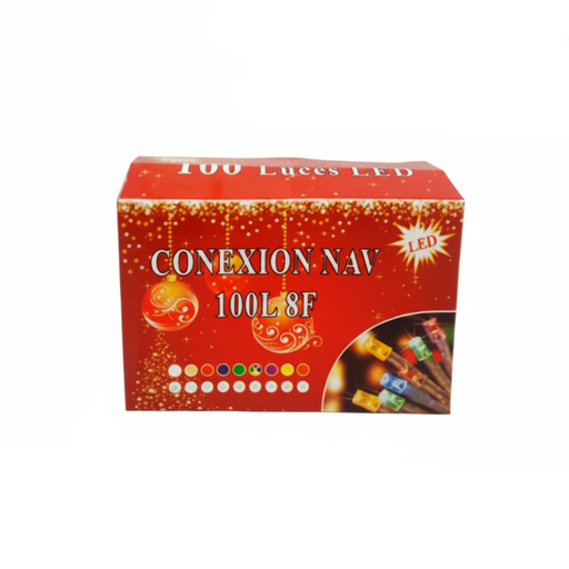 [103528] Conexion  navideña 100l 8f 5m rojo cable verde lsh001