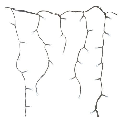 [103546] Conexion  navideña100l tipo lluvia  8f 1.8m blanco cable blanco