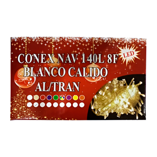 [124010] Conexion  navideña 140l 8f 7m blanco calido cable transparente 006