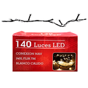 Conexion  navideña 140l fija 7m blanco calido cable verde h092
